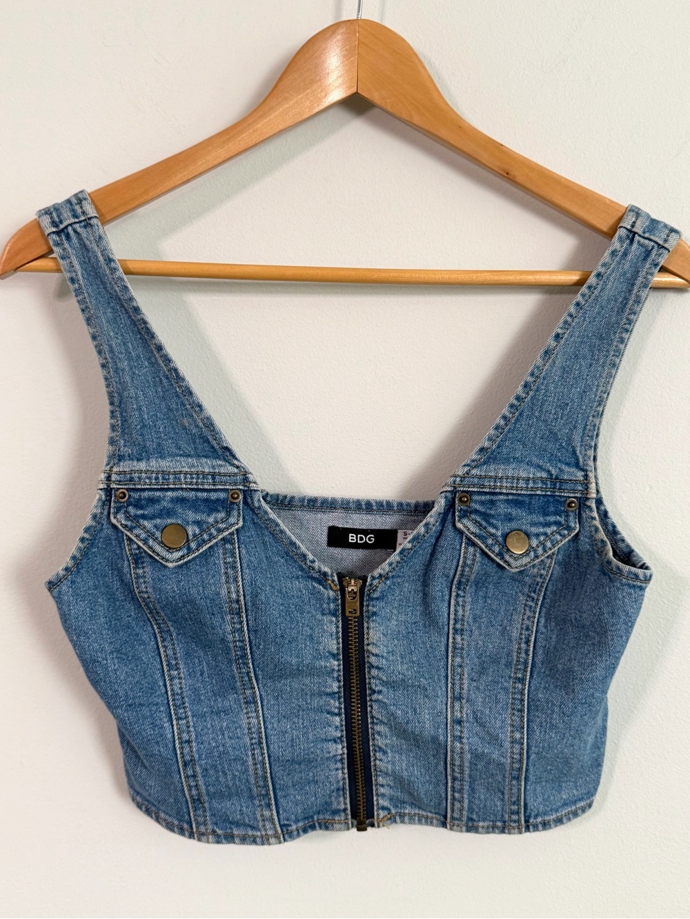 BDG Urban Outfitters Denim Zip-Up Cropped Bustier Vest Top Women’s Small